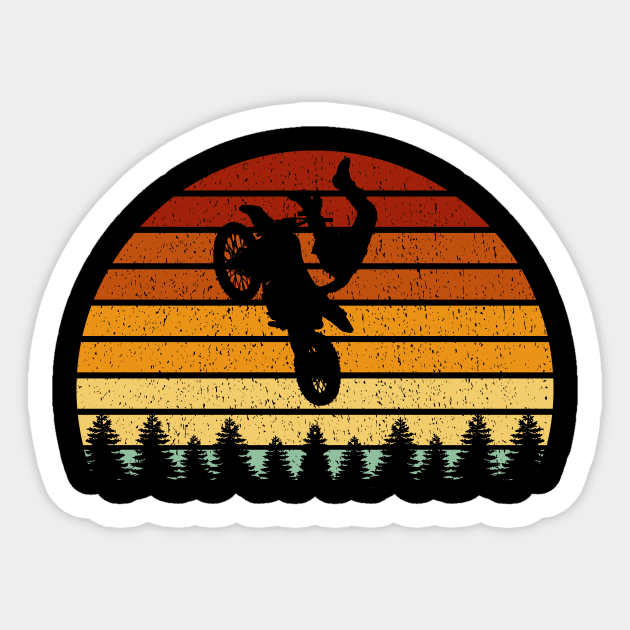 Vintage Sunset Motocross Gift For Bikers and Motocross Racers Sticker by OceanRadar